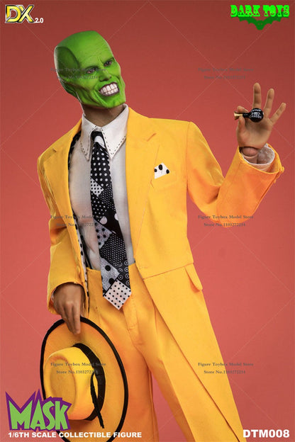 DARK TOYS DTM008 DX 2.0 Versão de Luxo 1/6 A Máscara Jim Carrey com Rosto Verde Terno Amarelo Figura de Ação 12 polegadas Modelo para Exibição