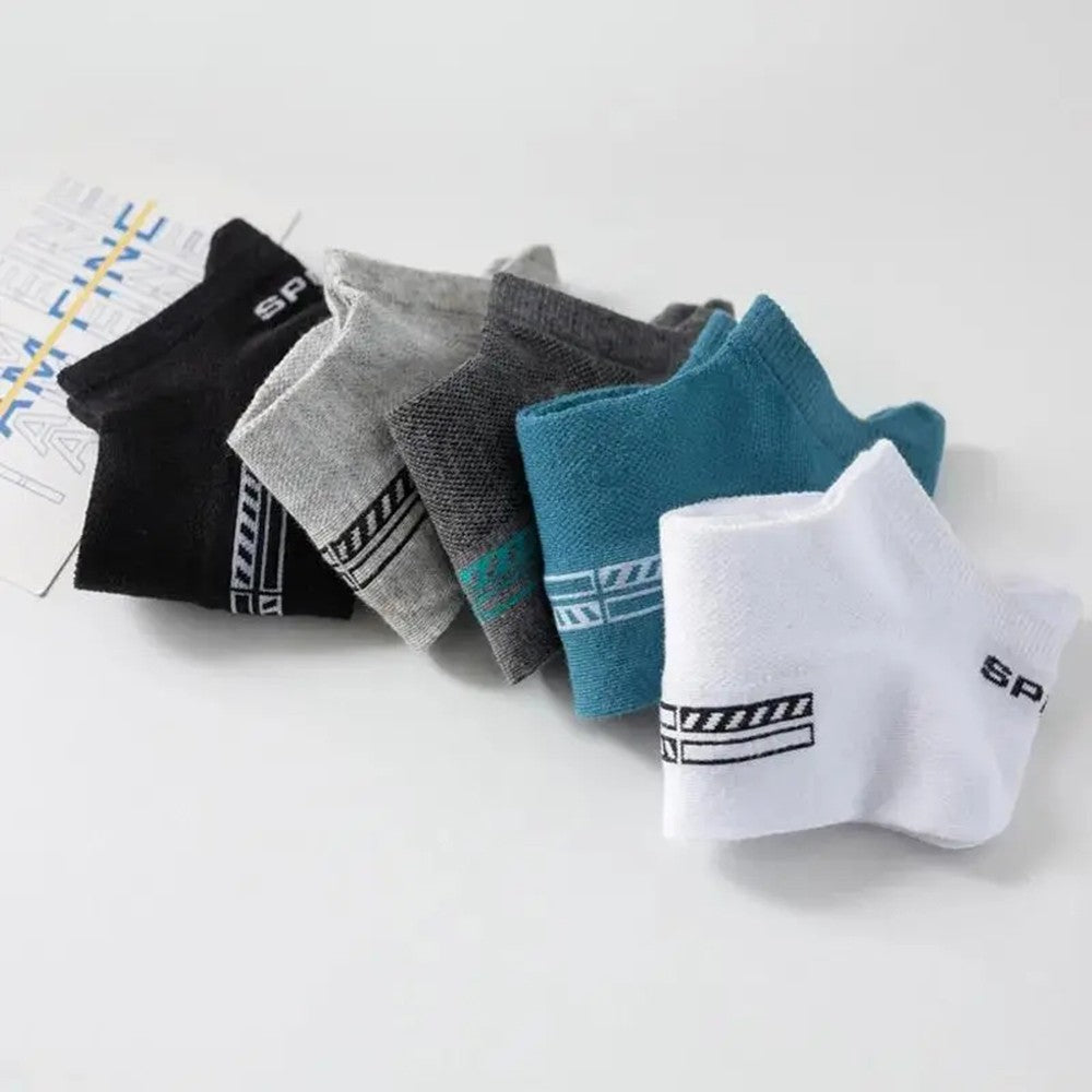 5 Pairs Men's Socks High Quality Women's Low Cut Round Neck Ankle Socks Sports Mesh Breathable Summer Autumn Men's Boat Socks