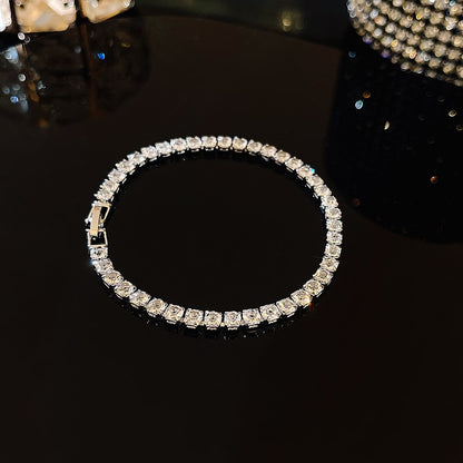 Pulseira de aço inoxidável cheia de strass para mulheres 2022, nova, designer, luxuosa, brilhante, zircônia, ajustável, joia, presente