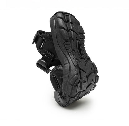 Sandals for Men's Summer New Cowhide Casual Beach Shoes, Genuine Leather for Men's Anti Slip Middle-aged Sandals and Slippers