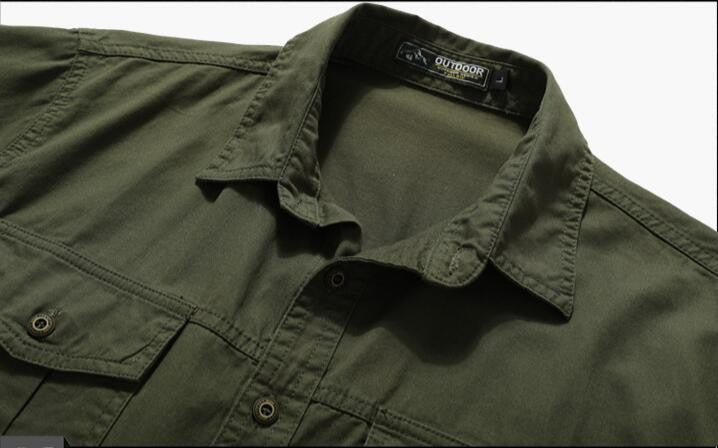 New Summer Men Short Sleeve Tooling Shirts Military Stytle Multi Pockets Cargo Shirts High Quality Men Cotton Casual Shirts 5XL