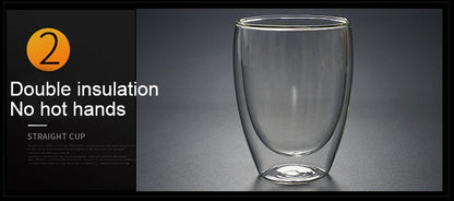 Copo de Vidro de Parede Dupla Isolamento Térmico Transparente Feito à Mão para Chá Copos MINI de Uísque Caneca de Café Expresso Conjunto de 250-450ml