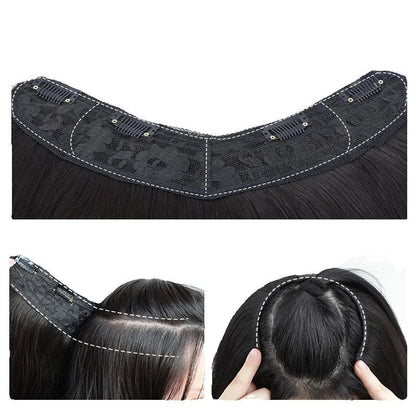 Extensão de Cabelo Sintético em V de 18 Polegadas com Camadas Longas e Lisas Peruca para Mulheres
