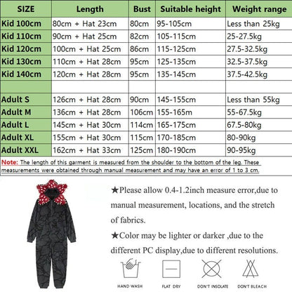 Adult Kids Flannel Human-eating Flower Ensemble Costume Funny Demogorgon Cosplay Costume Pajamas Fashion Cute Woman Man Homewear