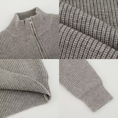 Half Zipper Men's Knitwear Sweater Autumn Solid Color Knitted Pullover Japanese Harajuku Sweaters Hip-Hop Streetwear Pullovers