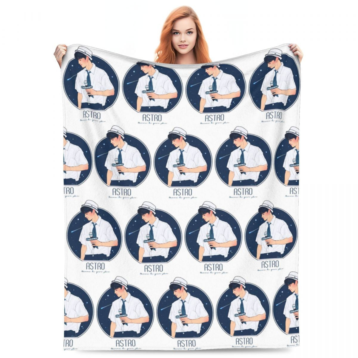 Cha EunWoo Kpop Astro Blankets Soft Warm Flannel Throw Blanket Cover for Bed Living room Picnic Travel Home Sofa