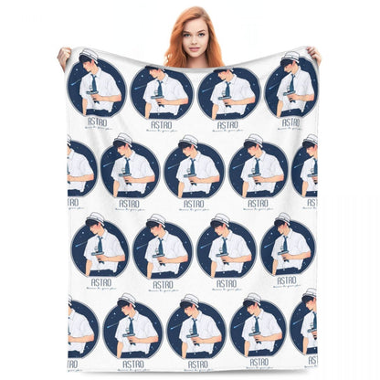 Cha EunWoo Kpop Astro Blankets Soft Warm Flannel Throw Blanket Cover for Bed Living room Picnic Travel Home Sofa