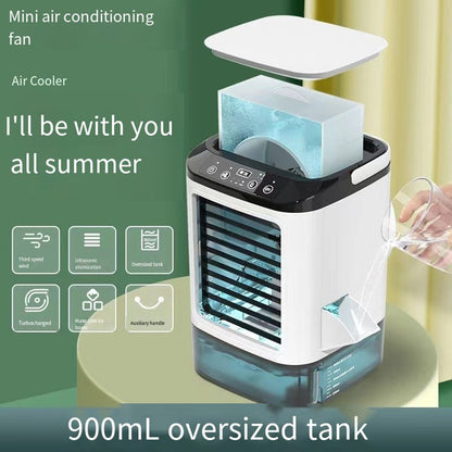 Mini Ventilador de Ar Condicionado Portátil USB 3 Velocidades Ventilador de Mesa Doméstico Lâmpada Noturna LED Refrigerador de Ar para Quarto Escritório Acampamento ??? ???