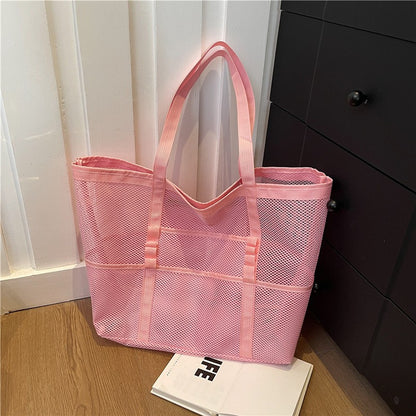 Multipocket Summer Large Beach Bag For Towels Mesh Durable Beach Bag For Toys Waterproof Underwear Pocket Beach Tote Bag