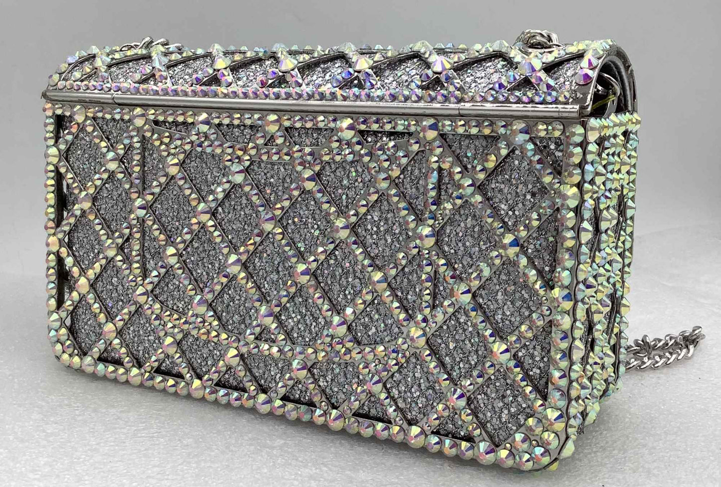 XIYUAN Women Orange/Blue/Silver/Green Jewels Long Chain Messenger Bags Party Wedding Diamonds Handbags Gems Shoulder Bag Wedding