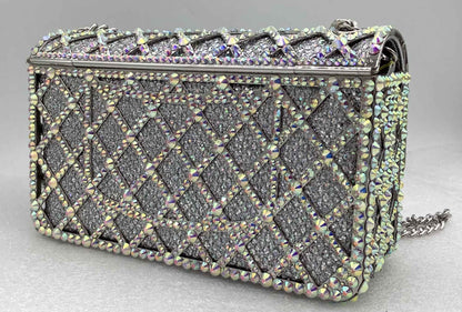 XIYUAN Women Orange/Blue/Silver/Green Jewels Long Chain Messenger Bags Party Wedding Diamonds Handbags Gems Shoulder Bag Wedding