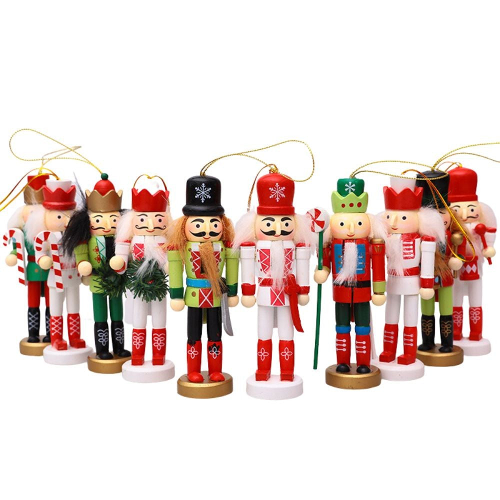 10/12/14cm Nutcracker Miniatures Pink Series Nutcracker Puppet Ornaments Desktop Decoration Cartoons Walnuts Soldiers Band Do
