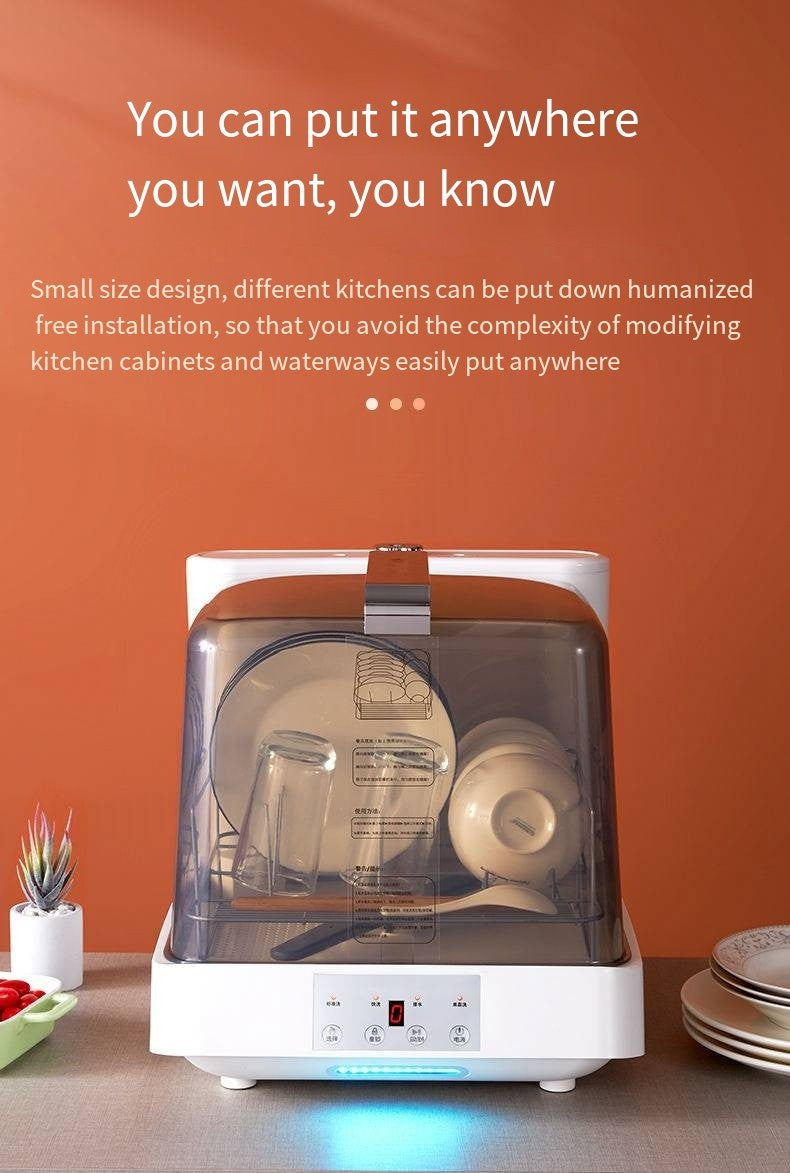 Mini Dishwasher Portable Countertop Washing Machine Automatic Smart Desktop Cleaner for Home Kitchen Glass High Temperature