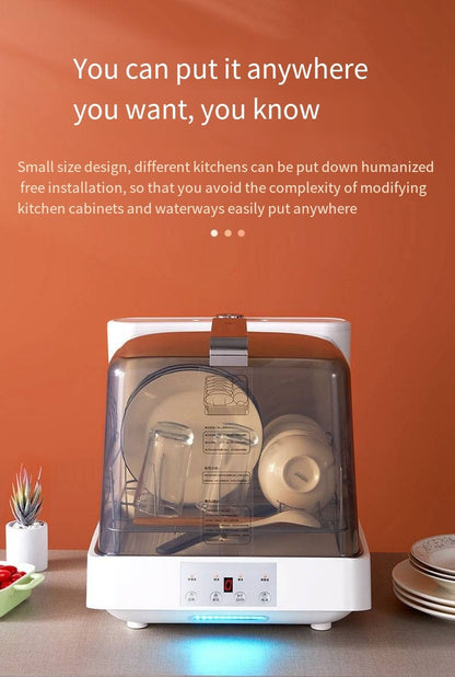 Mini Dishwasher Portable Countertop Washing Machine Automatic Smart Desktop Cleaner for Home Kitchen Glass High Temperature