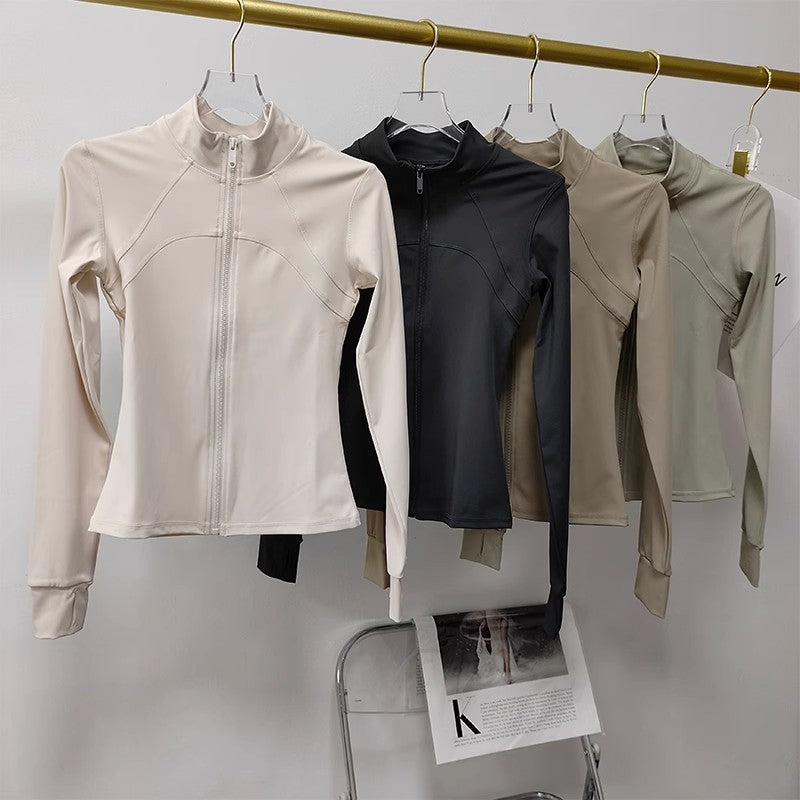 Women's Quick-Drying Long Sleeve Sports Jacket Running Training Fitness Top Gym Workout Sweatshirt - Casual Sports Coat