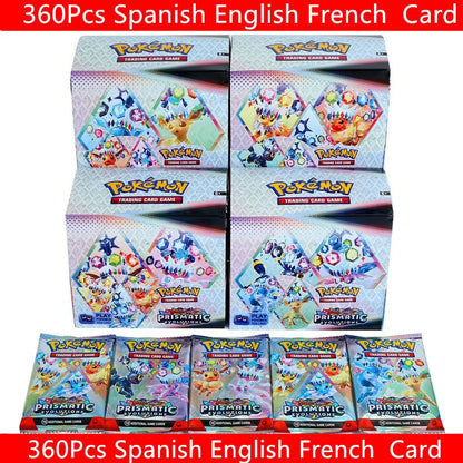 360 Cartas Pokémon em Inglês, Espanhol, Francês - Evoluções Prismáticas, Faíscas Efervescentes, Escarlate e Violeta 151, Booster Pokémon, Cartas de Batalha