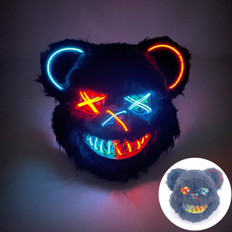 Novelty LED Bloody Furry Bunny Rabbit Bear Mask Realistic Scary Horror Killer Adult Masquerade Cosplay Costume Accessory
