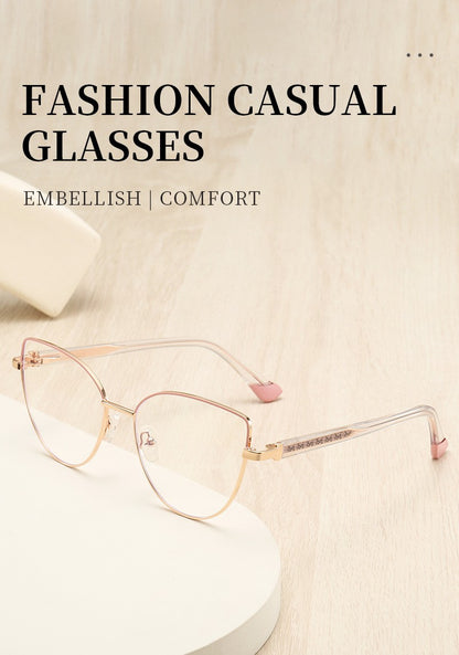 VICKY New Personalized Simple Cat's Eye Fashion Design Women's Anti-Blue Light Reading Glasses Customizable Prescription 78001