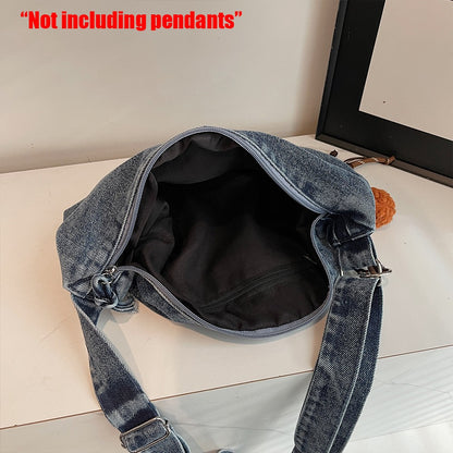 Autumn and Winter Trendy and Cool Fashion Denim Dumpling Bag New Zipper Versatile Single Shoulder Crossbody Bag