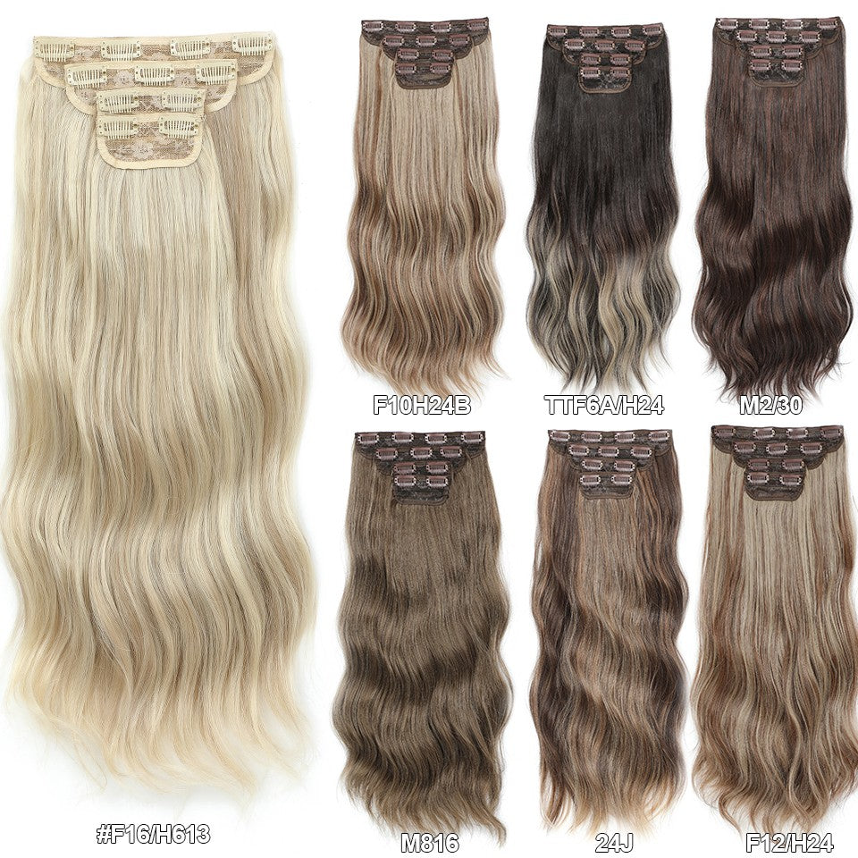 Apliques de cabelo sintéticos ondulados loiros 27/613 de 61 cm (24 polegadas) com presilhas brancas, 4 peças/lote, 220g, fibra resistente ao calor