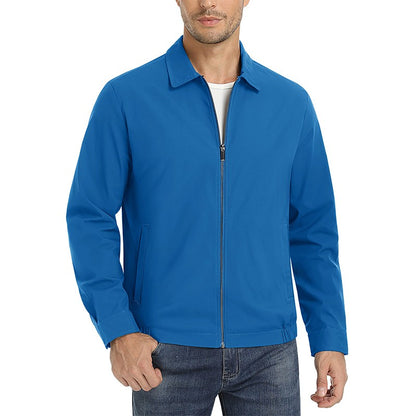 MAGCOMSEN Men's Zip-Front Golf Jacket Spring Summer Casual Jacket Solid Color Turn-down Collar Outerwear Hiking Fishing Travel