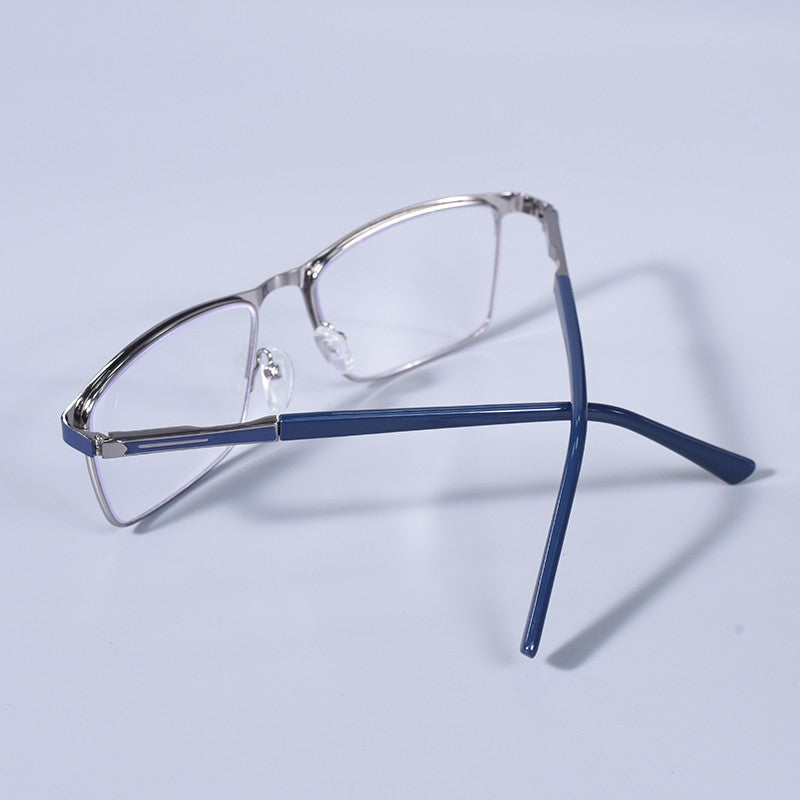 Anti Blue Light Men Reading Glasses Metal Full Frame Business Eyeglasses For Men Square Double Color Reading Eyewear +100+150