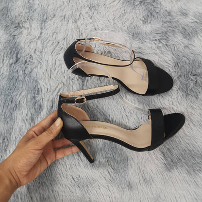 Women Sandals Sexy Open Toe Ankle Strap High Heels Ladies Shoes Buckle 9cm Mid Thin Heel Summer Party Wedding Shoes Plus Size