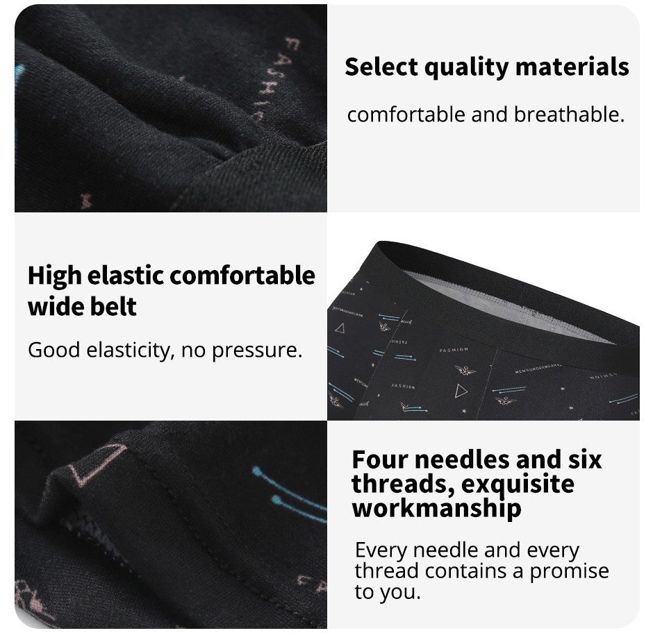 4 Pieces European and American Size MEN'S FASHION Printed Boxer Underwear Comfortable Swimming Trunks Oversized Underwear Shorts