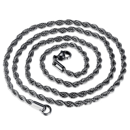 1 Colar de Aço Inoxidável Para Homens Mulheres, Corrente de Corda Trançada, Gargantilha, Colar Cor Dourada, Joia de Metal da Moda, Presente