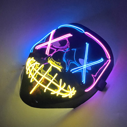 2026 Halloween Party Supplies Luminous LED Purge Mask Wireless EL Neon Light Full Face Mask Cosplay For Adult Glow In The Dark
