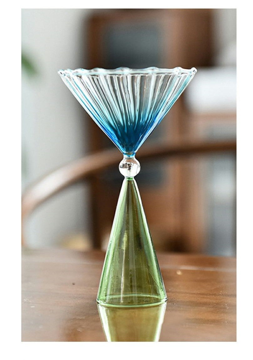 Taças de Coquetel Estilo Onda com Efeito Duas Cores Criativas Verde Azul Âmbar Roxo para Martini Mojito Champagne Margarita
