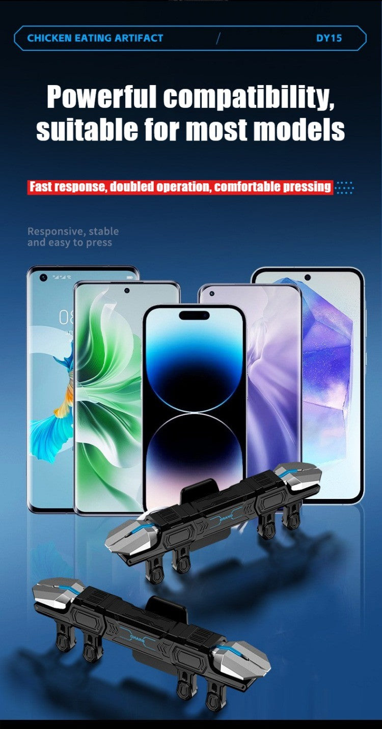 DY15 Mobile PUBG Game Trigger Aim Shooting ABS Alloy Key Button Six Finger Stretchable Sensitive Game Controller for IOS Android