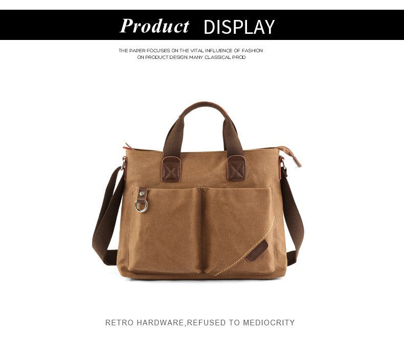 Men's Business Canvas Handbag Outdoor Crossbody Bag Men's Bag Shoulder Bag Student Casual Messenger Bag For Men Male Handbag