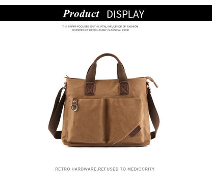 Men's Business Canvas Handbag Outdoor Crossbody Bag Men's Bag Shoulder Bag Student Casual Messenger Bag For Men Male Handbag