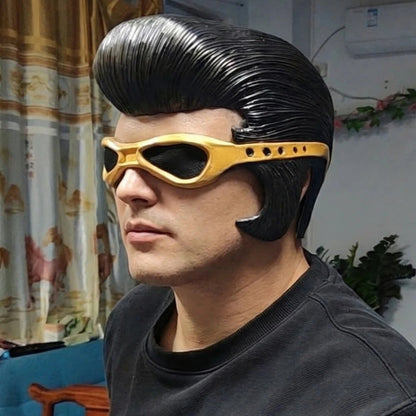 Elvis Presley Inspired Half Face Latex Mask Retro Vintage Costume Prop For Halloween Party Cosplay