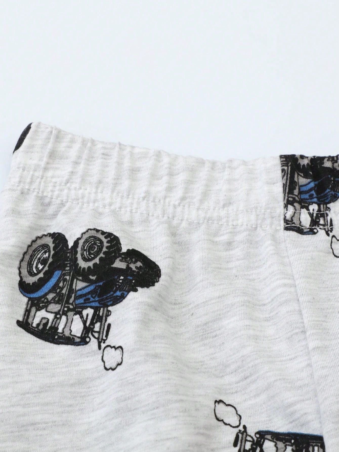 Toddler Boys Long-sleeved Truck Print Pajamas Sets Kids Boy Home Wear Set Cartoon Pajamas Two-piece Set