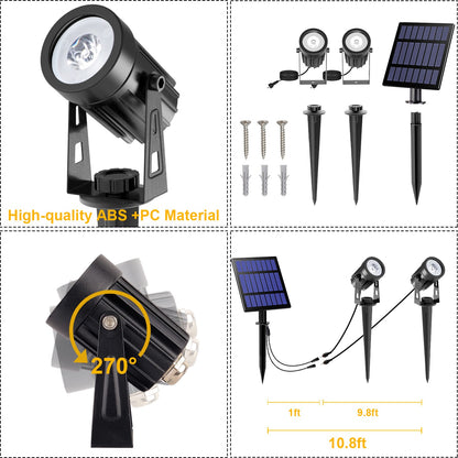 Solar Powered Spotlight IP65 Solar LED Light Outdoor Landscape Yard Garden Tree Separately Lamp Aluminum Anti Rust Solar Lamp