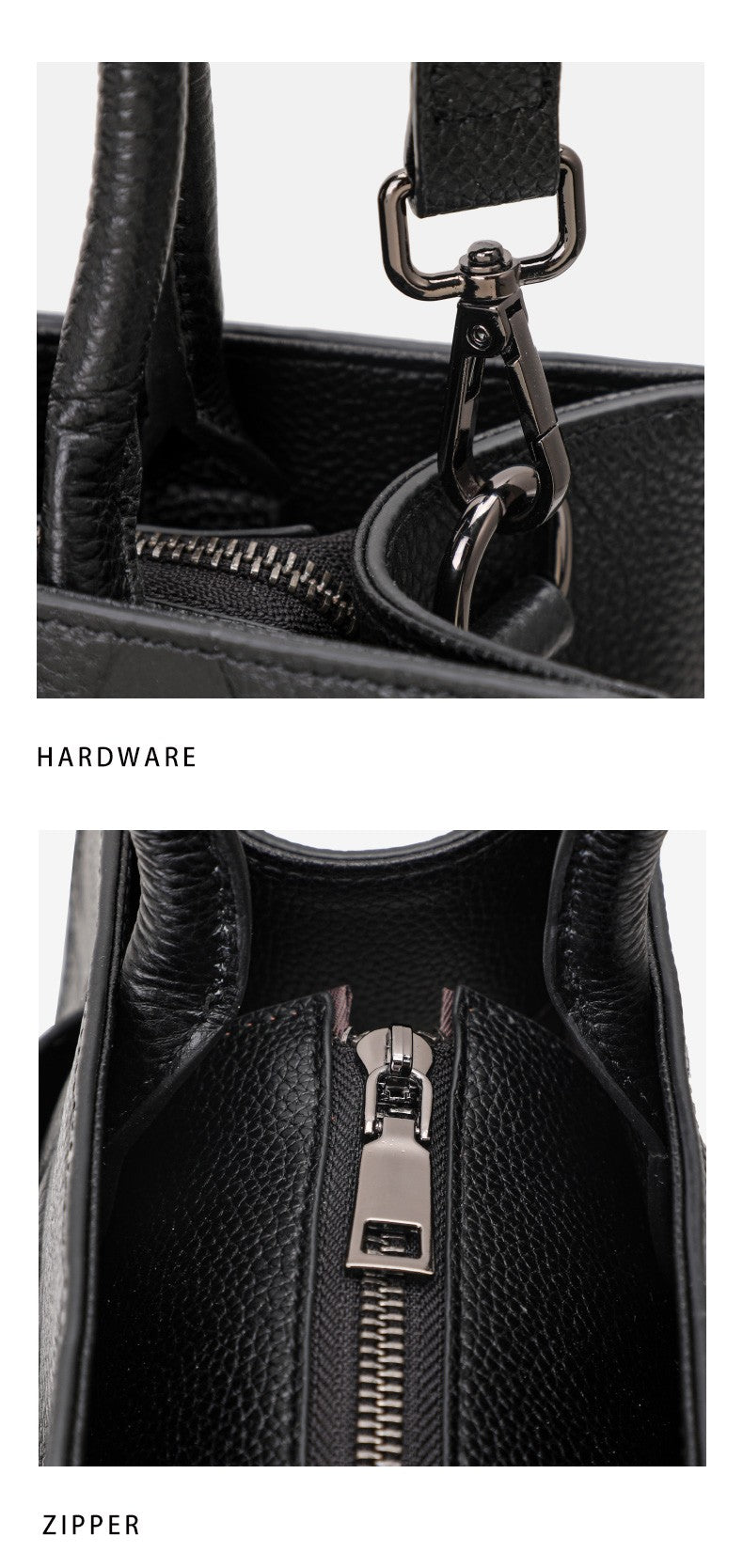 Aidrani women's large capacity handbag with letter print design, made of cowhide material, black