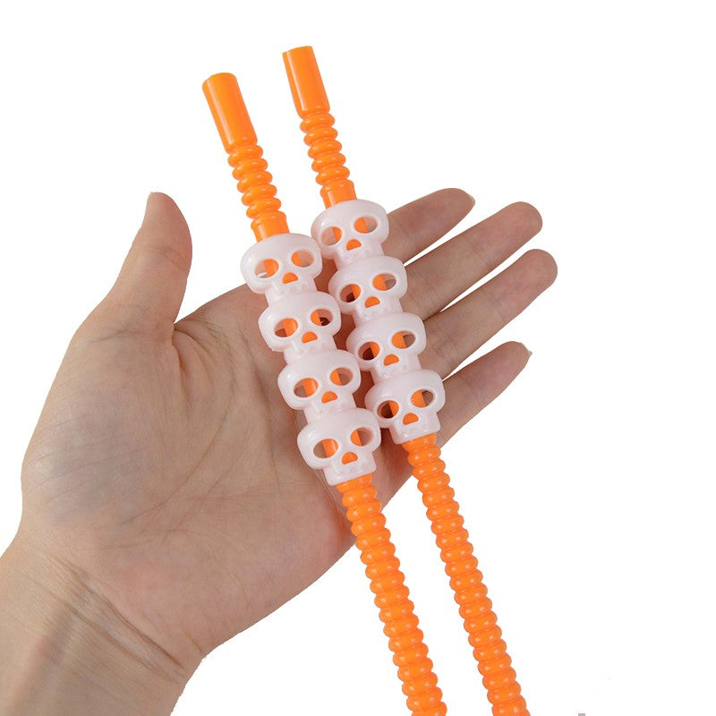 5Pcs Halloween Straws Reusable Plastic Pumpkin Skull Straw 2025 Halloween Bar Party Decoration Supplies Beverage Ornaments