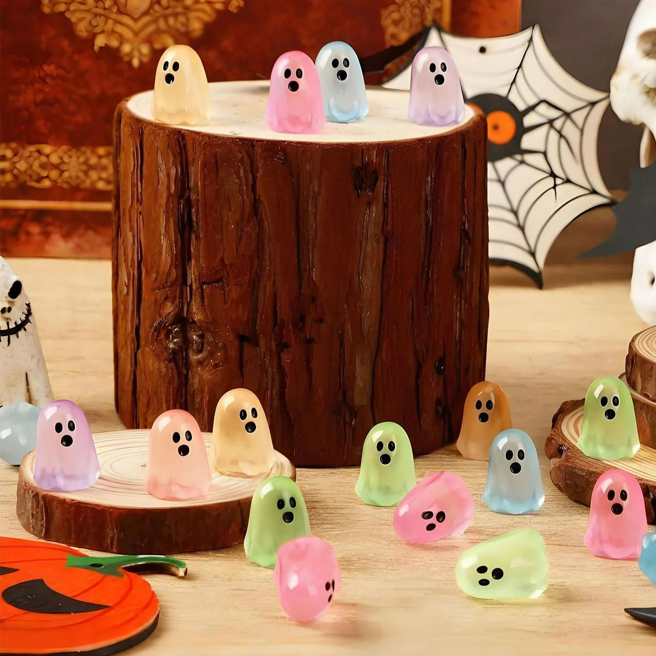 5/10Pcs Luminous Ghost Figures Glowing At Night Action Figure Mini Micro Landscape Miniatures Halloween Decoration Gifts