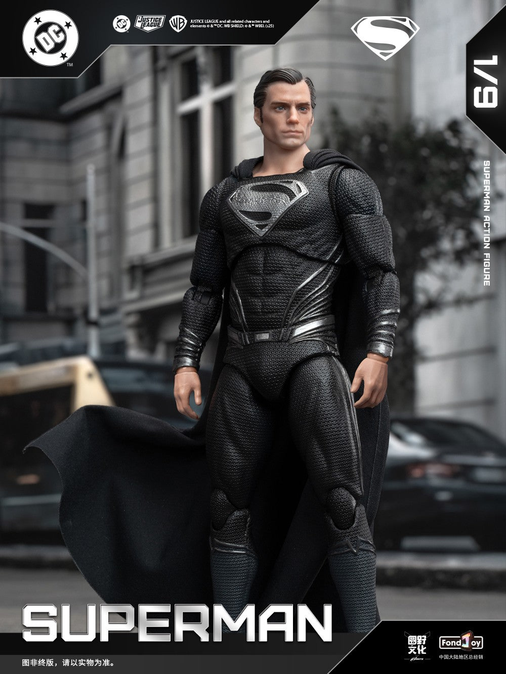 Original Fondjoy Black Superman 2.0 Figure Dc Zack Snyder'S Justice League Figures 1/9 Super Man Pvc Model Doll Joint Movable