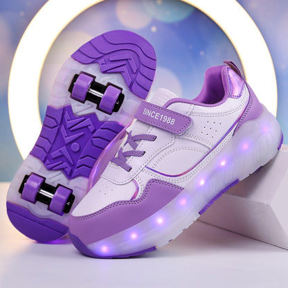 Luminous Roller Skate Shoes Wheels Removeable Sneakers Kids Roller Shoes USB Charge Light Up Sport Skate Board Shoes Boys Girls