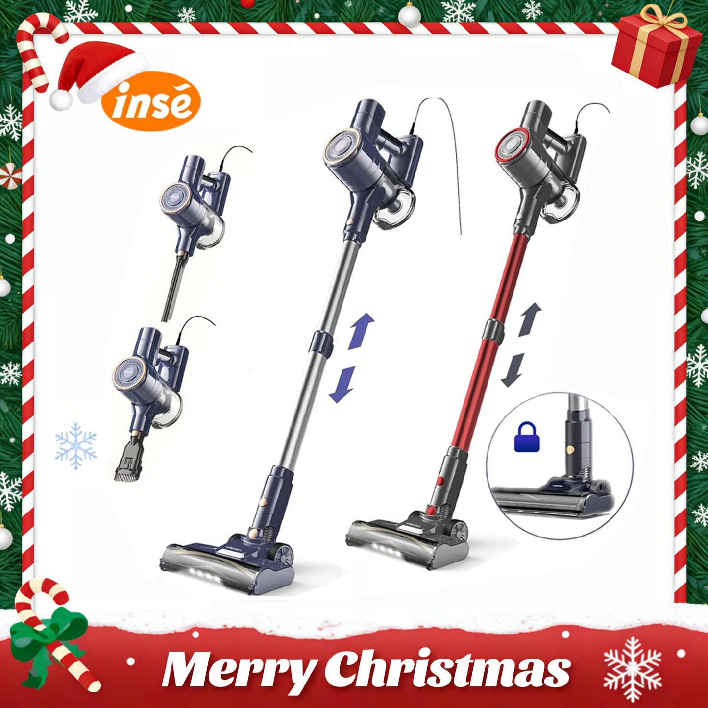 Aspirador de Pó com Fio INSE I8, Vertical, 25KPa, 600W Potente, 6 em 1, Leve, Portátil para Tapetes e Pelos de Animais de Estimação