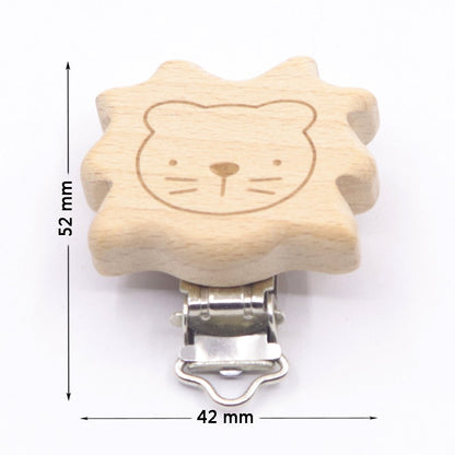 5PCS Wooden Rabbit Pacifier Clip Baby Accessories Wooden Animal Pacifier Metal Holder Elephant Pacifier Wooden Baby Teeth
