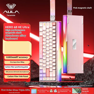 AULA Hero 68HE Magnetic Keyboard RGB Light Wired Hot Swap Esports 8K Gaming Hero68 Mechanical Keyboard Low delay PC Accessories