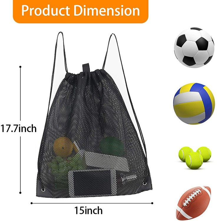 Mesh Drawstring Backpack Bags Heavy Duty Multi Functional Black Mesh Pouch Beach Toys Bag Beach Bag