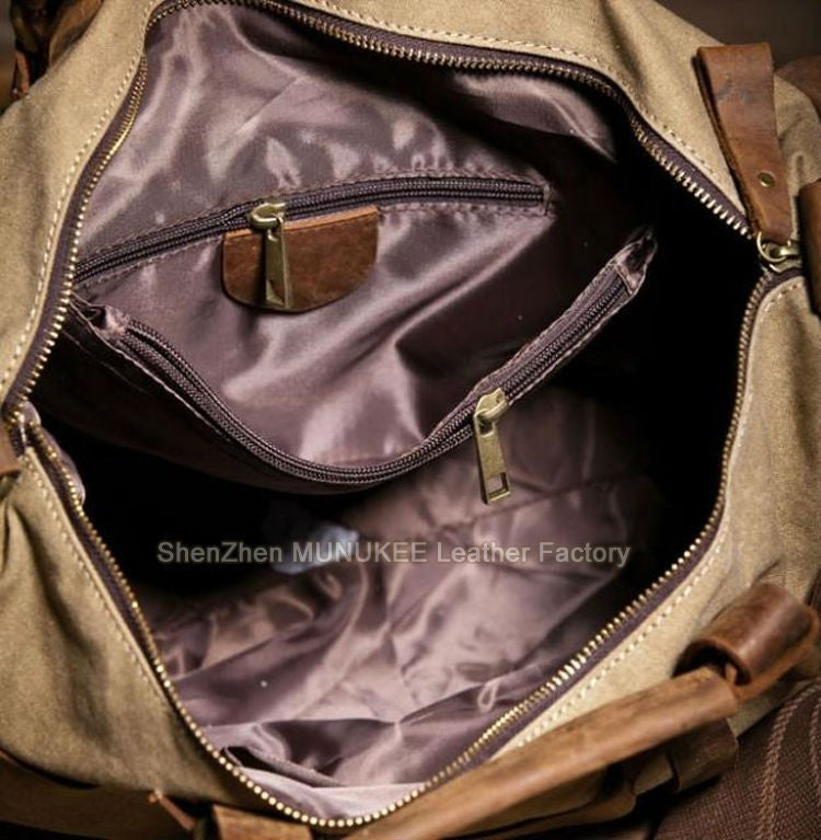 Vintage Military Canvas + Genuine Leather Men Shoulder Bag Sling Crossbody Bag Tote Handbag Men Canvas Messenger Bag  Leisure