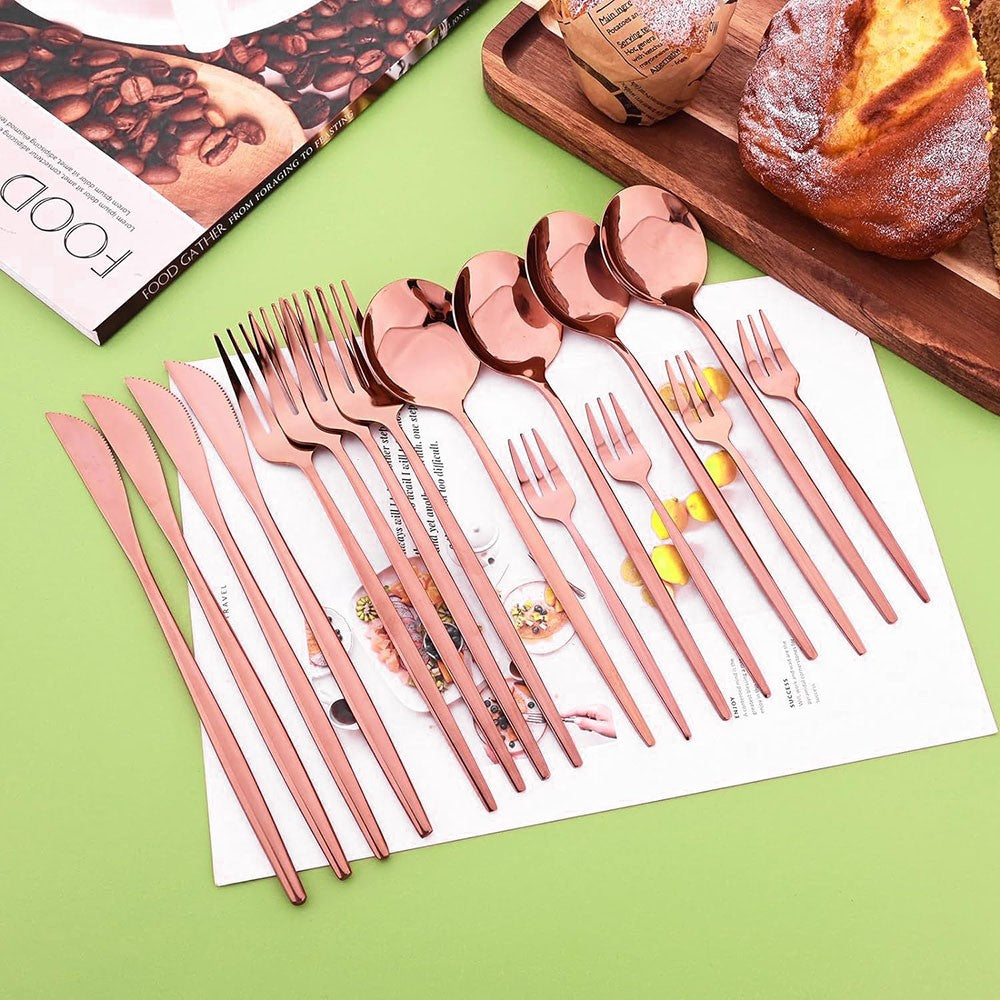 Conjunto de Talheres de Aço Inoxidável 16 Peças Rainbow para Jantar Faca Garfo de Bolo Colher Conjunto de Talheres de Mesa de Cozinha