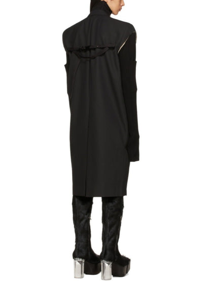 High Street Men's and Women's RO Dark Show Knitted Edge Splicing Sleeve Wide Shoulder Windbreaker Coat Medium Length Blazer Coat