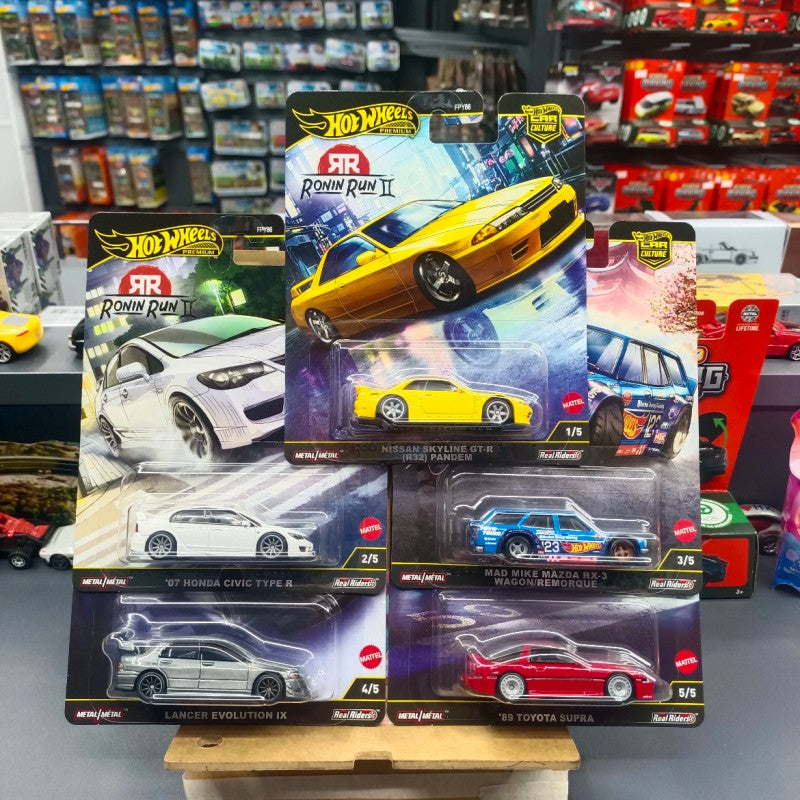Original Hot Wheels Premium 1/64 Car Culture Ronin Run 2 Gold Label Car Honda Mazda Nissan Toyota Fpy86 Brinquedos de Veículos Fundidos Presente